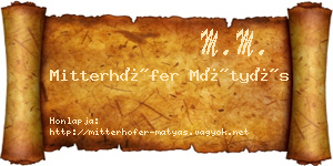Mitterhöfer Mátyás névjegykártya
